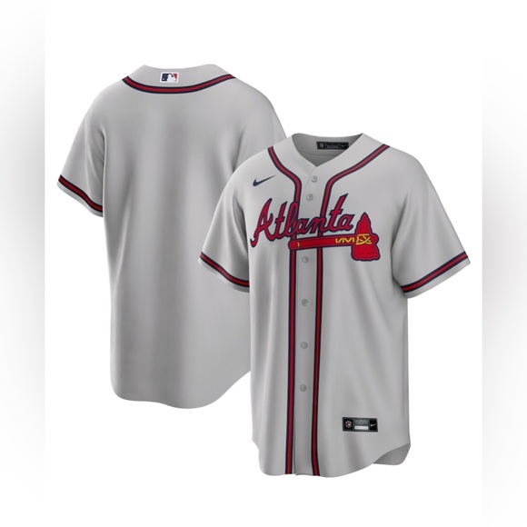 Nike Authentic Atlanta Braves MLB Baseball Gray Jersey Men's Size: L - Picture 2 of 6
